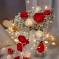 Romantische rote und weiße LED Rosen Lichterkette für stimmungsvolle Dekoration - 3M 20LED USB-Modell / Weiß + Rot