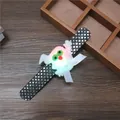 Glowing ghost slap bracelet for Halloween with black silver sequins and white bow - Glowing Ghost
