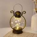 Farol LED vintage dorado con luces cálidas para decoración navideña y ambiente acogedor - Estilo Hilo Dorado Cepillado / Bronce antiguo