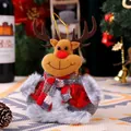 Adorable plush reindeer Christmas tree ornament with red scarf and hanging gold string - Vest Reindeer