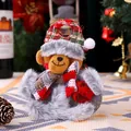 Plush Christmas bear ornament with plaid hat and scarf decoration - Vest Bear
