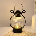 Linterna LED vintage negra con guirnaldas de luces blancas cálidas en globo de vidrio - Estilo Hilo Negro / Negro