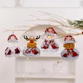 Set of 4 Christmas fabric ornaments featuring Santa, reindeer, snowman, and bear dolls. - Vest Ornaments Set / Set of 4