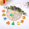 Close-up of various interchangeable holiday icons for DIY wooden welcome home sign - Interchangeable Accessories (HOME)