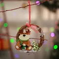 Detail of a handmade rattan Christmas wreath ornament with a cute felt reindeer. - Deer