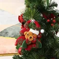 Handcrafted Christmas fabric bear pendant ornament for tree decoration in red and green - Tree Shape Bear
