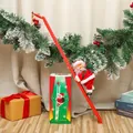 Electric climbing Santa Claus on a red ladder decoration in a festive Christmas scene - White Man Climbing Red Ladder