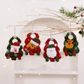 Set of four plush Christmas hanging ornaments featuring Santa, snowman, bear and reindeer. - Tree-Shaped Ornaments Set / Set of 4