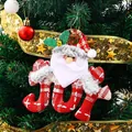 Handmade Christmas fabric Santa Claus JOY ornament hanging for festive tree decoration - JOY Gnome