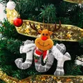 Festive plush reindeer JOY fabric ornament for Christmas tree holiday decoration. - Joy deer