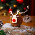 Charming handmade Christmas reindeer plush ball pendant for holiday tree decoration - Brown fur ball pendant