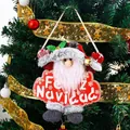 Plush Santa Claus hanging ornament with 'Feliz Navidad' sign for Christmas tree decor - Tag Santa Style
