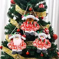 Handmade plush Christmas tree hanging ornaments featuring Santa Claus and Snowman designs - Hanging Tags Set / Set of 3
