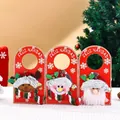Set of three Christmas fabric door hangers featuring reindeer, snowman, and Santa - Door Hanging Set / Set of 3