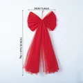 Detailansicht der großen roten Organza-Schleife mit Größenangaben für Weihnachtsbaum. - Rot