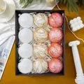 12pcs Christmas ball ornaments set with mesh sequins in red, gold, and white in a gift box - 12 Pieces/Pack (8cm Ball) / Red Gold Pink Series