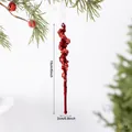 Red flocked icicle Christmas ornament with sequins, 15cm long holiday tree pendant - Icicle (EJ0279S) / Burgundy