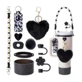 Kit d'accessoires pour gobelet 40oz avec pompon cœur et pochette motif vache. - Style 2