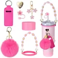 Set completo di copri cannuccia fiore di ciliegio rosa e manico per bicchieri - Adatto per Cannucce da 10mm / Set Rosa