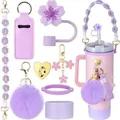 Set completo di accessori viola a forma di fiore di ciliegio per borracce con cannuccia - Adatto per Cannucce da 10mm / Set Viola Sognante