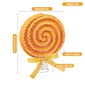 Vibrant orange spiral lollipop Christmas tree topper decoration with yellow ribbon and dimensions - Tree Top Star Size Chart (EJ0272S-24CM) / 24cm