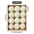 Set of 12 white flocked Christmas ornament balls in a decorative box for holiday decor. - Set of 12 / Off White