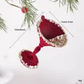 Red flocked martini glass Christmas tree ornament with gold sequins and measurements - Wine Glass / 10x7cm