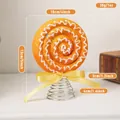Orange spiral lollipop Christmas tree topper with dimensions and yellow ribbon detail - 13CM Tree Top Star (EJ0272S-13CM) / 13cm