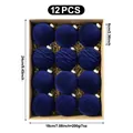 Set of 12 navy blue flocked Christmas ornament balls with textured surfaces - Set of 12 / Dark Blue