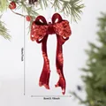 Red velvet flocked bow ornament with sequins for Christmas tree decoration - Bowknot (EJ0279S) / Burgundy