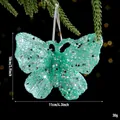 Turquoise glitter sequin butterfly hanging Christmas tree ornament decoration 11x10cm - Iridescent Green - Butterfly