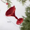 Red flocked martini glass Christmas ornament with sequins and dimension markings. - Wine Glass (EJ0279S) / Burgundy