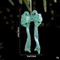 Mintgrüner Pailletten-Weihnachtsschleifen-Baumschmuck, 17x9cm festlicher Anhänger - Irisierendes Grün - Schleife