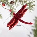 Red flocked dragonfly Christmas ornament with sequins, 13cm length, 15g weight. - Dragonfly (EJ0279S) / Burgundy