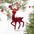 Festive red flocked Christmas reindeer ornament with sequins and dimension details - Raised Foot Reindeer (EJ0279S) / Burgundy