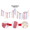 Independence Day patriotic fabric bow garland banner with red stripes and blue ribbons - Bowknot Banner (EJ0256D)