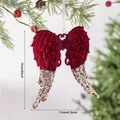 Elegante rode gevlokte engelenvleugels met gouden lovertjes voor kerstboomversiering - Engelenvleugels