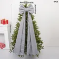 Large black and white checkered Christmas tree bow topper, 120cm length holiday decor. - Large Christmas Bow Ornament (XM0272S) / Length 120cm / Black White Grid