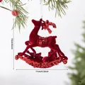 Red flocked Christmas reindeer ornament with red sequins, 11x10cm size specifications - Sleigh Reindeer (EJ0279S) / Burgundy