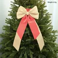 Große dekorative Weihnachtsschleife aus Jute und rosa Samt mit langen eleganten Bändern - Rosa (EJO251S)