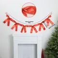 Detailed view of the red glitter bow garland with 190cm length and 65g weight measurements - Body Glitter / Red