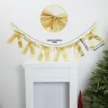 Golden glitter Christmas bow garland party decoration with measurement details shown - Body Glitter / Champagne Gold
