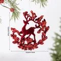 Red flocked Christmas reindeer ornament with sequins, 12x12 cm decorative SKU variant - Looking Up Reindeer (EJ0279S) / Burgundy