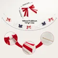 Patriotic Independence Day red white blue bow garland banner ornament, 190cm long - Star-Spangled Style (EJ0254S) / 190cm Length / Red White Blue Color (EJ0254S)