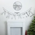 Detail view of 190cm silver Christmas bow garland with size specifications for home decor - Body Glitter / Silver