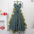 Large green plaid Christmas tree bow topper decoration with dimensions 120x40cm - Large Christmas Bow Ornament (XM0272S) / Length 120cm / Green Checkered