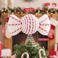 Glittery white and red foam candy Christmas tree topper with a metal spring base - Red and White Candy Tree Topper (EJ0255S)