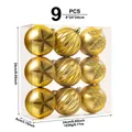 Set of 9 Golden Christmas Ornaments with Star and Spiral Patterns in a Clear Gift Box - 9 Pieces/Pack / Gold