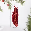Red flocked feather Christmas tree hanging ornament featuring sparkling sequin decoration - Feather (EJ0279S) / Burgundy