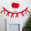 190cm Red velvet ribbon bow garland banner for birthday party background and holiday wall decor - Solid Red Style (EJ0245S) / Length 190cm / Red
